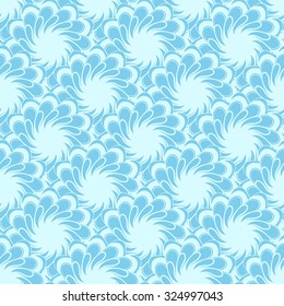 Seamless creative hand-drawn pattern composed of stylized flowers in pale cyan and light turquoise colors. Vector illustration.