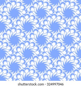 Seamless creative hand-drawn pattern composed of stylized flowers in white and cornflower blue colors. Vector illustration.
