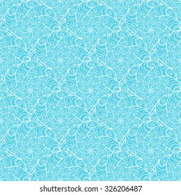 Seamless creative hand-drawn pattern composed of stylized flowers in white and turquoise colors. Vector illustration.