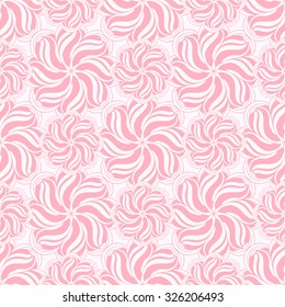 Seamless creative hand-drawn pattern composed of stylized flowers in pastel pink and light rose colors. Vector illustration.