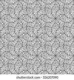 Seamless creative hand-drawn pattern composed of stylized flowers in black and white colors. Vector illustration.