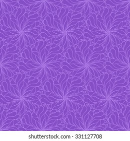 Seamless creative hand-drawn pattern composed of stylized flowers in lilac and violet colors. Vector illustration.