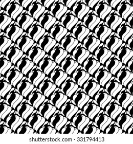 Seamless creative hand-drawn pattern composed of abstract elements in black and white colors. Vector illustration. 