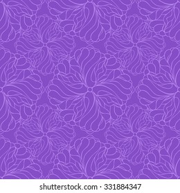 Seamless creative hand-drawn pattern composed of stylized flowers in lilac and violet colors. Vector illustration.