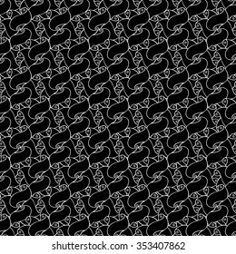 Seamless creative hand-drawn pattern composed of wavy abstract elements in black and white colors. Vector illustration.