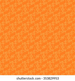 Seamless creative hand-drawn pattern composed of wavy abstract elements in yellow and orange colors. Vector illustration.