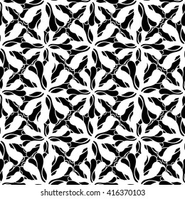 Seamless creative hand-drawn pattern composed of stylized flowers in black and white colors. Vector illustration.