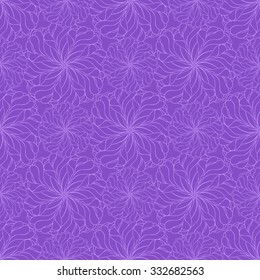 Seamless creative hand-drawn pattern of stylized flowers in lilac and violet colors. Vector illustration.