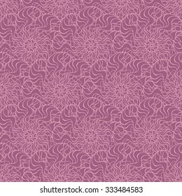 Seamless creative hand-drawn pattern of stylized flowers in light mauve and pale pink colors. Vector illustration.