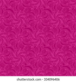 Seamless creative hand-drawn pattern of stylized flowers in magenta and dark crimson colors. Vector illustration.