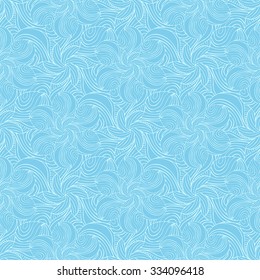 Seamless creative hand-drawn pattern of stylized flowers in pale cyan and light turquoise colors. Vector illustration.