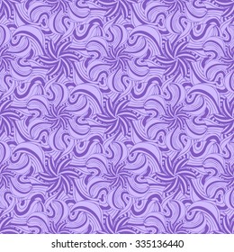 Seamless creative hand-drawn pattern of stylized flowers in pale lilac and violet colors. Vector illustration.