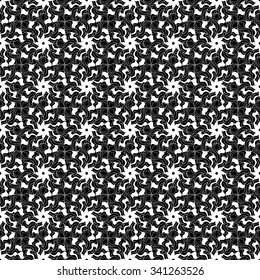 Seamless creative hand-drawn pattern of stylized flowers in black and white colors. Vector illustration.