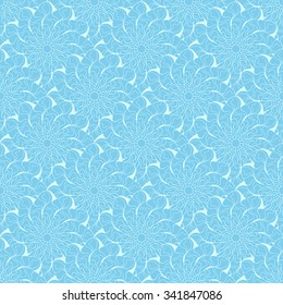 Seamless creative hand-drawn pattern of stylized flowers in pale cyan and light turquoise colors. Vector illustration.