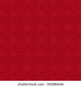 Seamless creative hand-drawn pattern of stylized flowers in bright red and dark burgundy colors. Vector illustration.