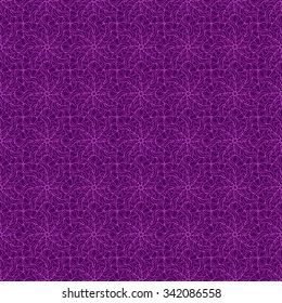 Seamless creative hand-drawn pattern of stylized flowers in dark violet and bright magenta colors. Vector illustration.