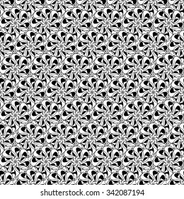 Seamless creative hand-drawn pattern of stylized flowers in black and white colors. Vector illustration.
