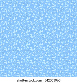 Seamless creative hand-drawn pattern of stylized flowers in pale cyan and cornflower blue colors. Vector illustration.