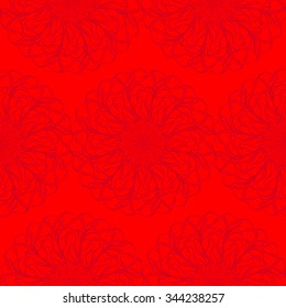 Seamless creative hand-drawn pattern of stylized flowers in bright scarlet and maroon colors. Vector illustration.