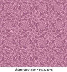 Seamless creative hand-drawn pattern of stylized flowers in light mauve and pale pink colors. Vector illustration.