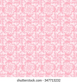Seamless creative hand-drawn pattern of stylized flowers in pastel pink and light rose colors. Vector illustration.