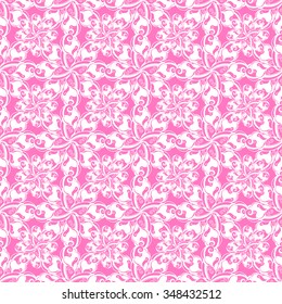 Seamless creative hand-drawn pattern of stylized flowers in pale magenta and white colors. Vector illustration.