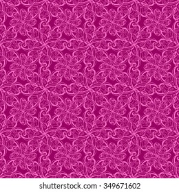 Seamless creative hand-drawn pattern of stylized flowers in bright fuchsia and pale pink colors. Vector illustration.