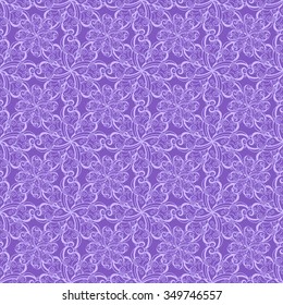 Seamless creative hand-drawn pattern of stylized flowers in pale violet and light lilac colors. Vector illustration.