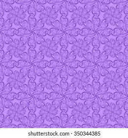 Seamless creative hand-drawn pattern of stylized flowers in violet and pale lilac colors. Vector illustration.
