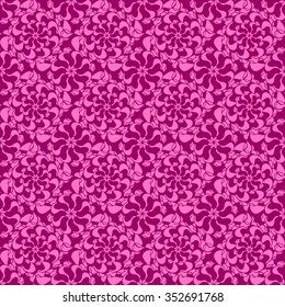 Seamless creative hand-drawn pattern of stylized flowers in bright fuchsia and pale pink colors. Vector illustration.