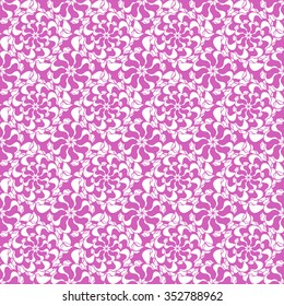 Seamless creative hand-drawn pattern of stylized flowers in bright purple and white colors. Vector illustration.