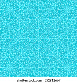 Seamless creative hand-drawn pattern of stylized flowers in light cyan and bright turquoise colors. Vector illustration.