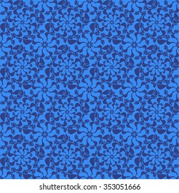 Seamless creative hand-drawn pattern of stylized flowers in cornflower and cerulean blue colors. Vector illustration.