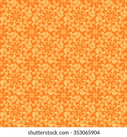 Seamless creative hand-drawn pattern of stylized flowers in yellow and orange colors. Vector illustration.