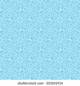 Seamless creative hand-drawn pattern of stylized flowers in pale cyan and light turquoise colors. Vector illustration.