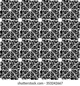 Seamless creative hand-drawn pattern of stylized flowers in black and white colors. Vector illustration.