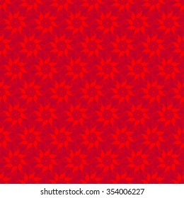 Seamless creative hand-drawn pattern of stylized flowers in bright scarlet and maroon colors. Vector illustration.