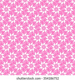Seamless creative hand-drawn pattern of stylized flowers in pale magenta and white colors. Vector illustration.