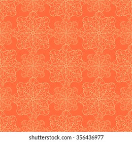 Seamless creative hand-drawn pattern of stylized flowers in yellow and orange colors. Vector illustration.