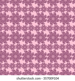 Seamless creative hand-drawn pattern of stylized flowers in light mauve and pale pink colors. Vector illustration.
