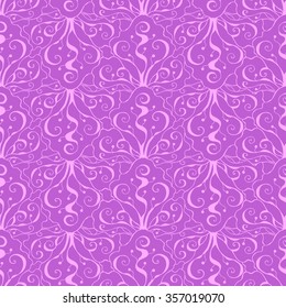 Seamless creative hand-drawn pattern of stylized flowers in light pink and pale magenta colors. Vector illustration.