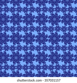 Seamless creative hand-drawn pattern of stylized flowers in cornflower and cerulean blue colors. Vector illustration.