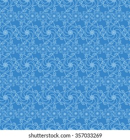 Seamless creative hand-drawn pattern of stylized flowers in light cyan and sky blue colors. Vector illustration.