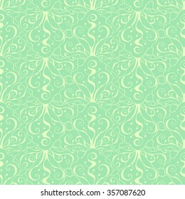 Seamless creative hand-drawn pattern of stylized flowers in light yellow-green and pale lime colors. Vector illustration.