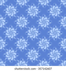Seamless creative hand-drawn pattern of stylized flowers in pale cornflower blue and azure colors. Vector illustration.