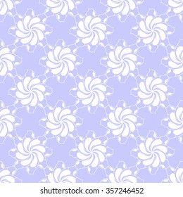 Seamless creative hand-drawn pattern of stylized flowers in white and pale lavender colors. Vector illustration.
