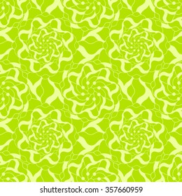 Seamless creative hand-drawn pattern of stylized flowers in light lime and a bright yellow-green colors. Vector illustration.
