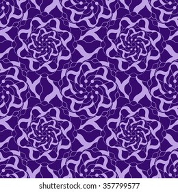 Seamless creative hand-drawn pattern of stylized flowers in pale lilac and dark violet colors. Vector illustration.