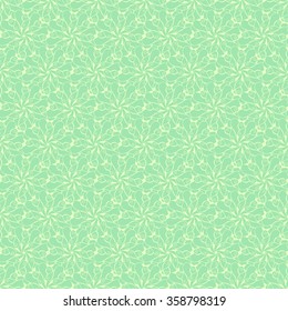Seamless creative hand-drawn pattern of stylized flowers in light yellow-green and pale lime colors. Vector illustration.