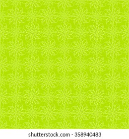 Seamless creative hand-drawn pattern of stylized flowers in light lime and a bright yellow-green colors. Vector illustration.